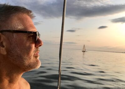 Daniel~Ibrahim, Canadian content creator and writer, on sailboat in Toronto harbour