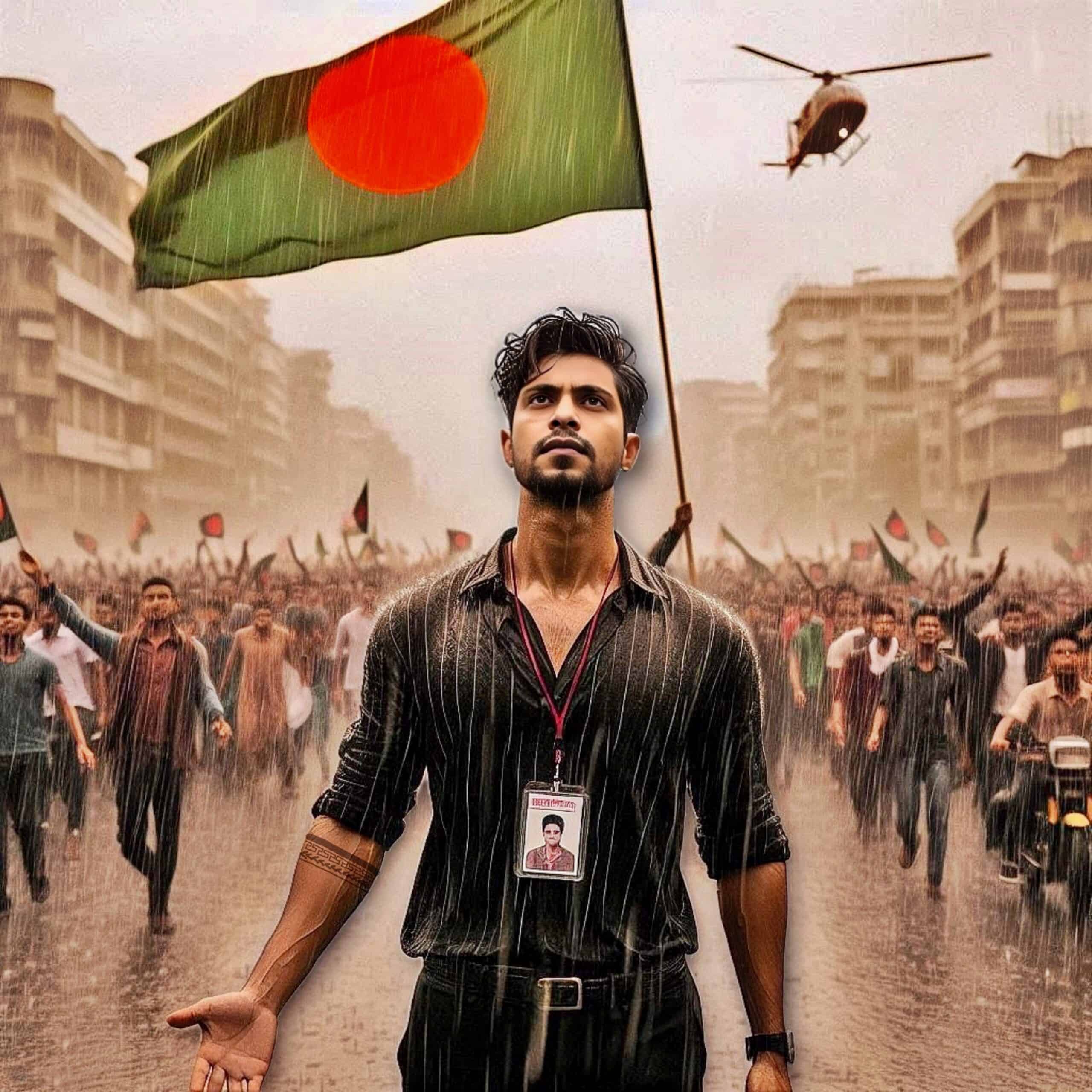 Ibrahim Raises Bangladesh Flag Under Canadian Flag: A Symbol of Solidarity for Democracy (Photo AI Generated)